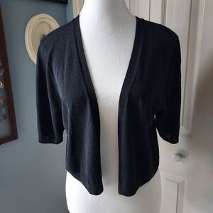 Talbots Black 100% Silk Cropped Cardigan Or Bolero